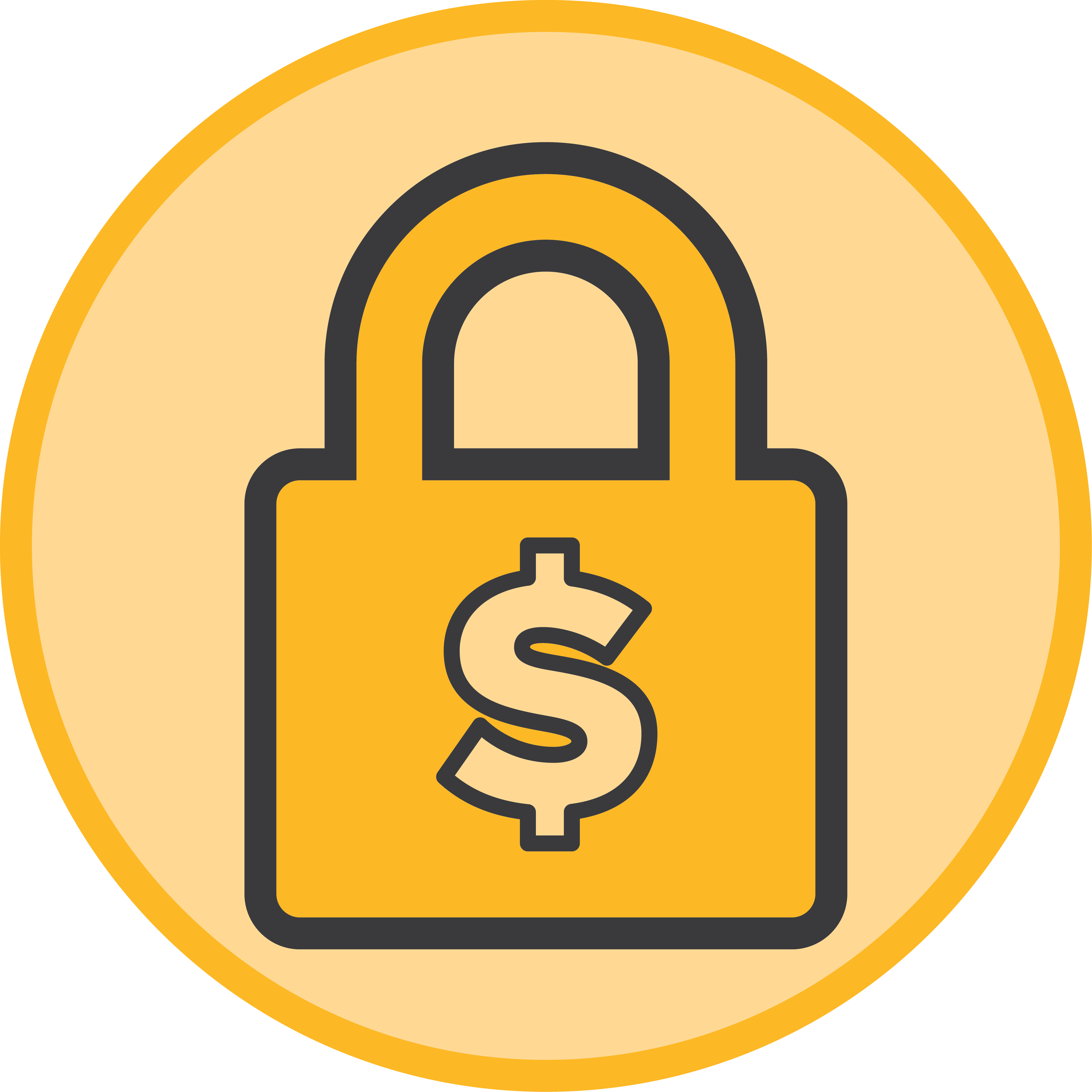 Animated yellow lock shutting with a money sign on the lock